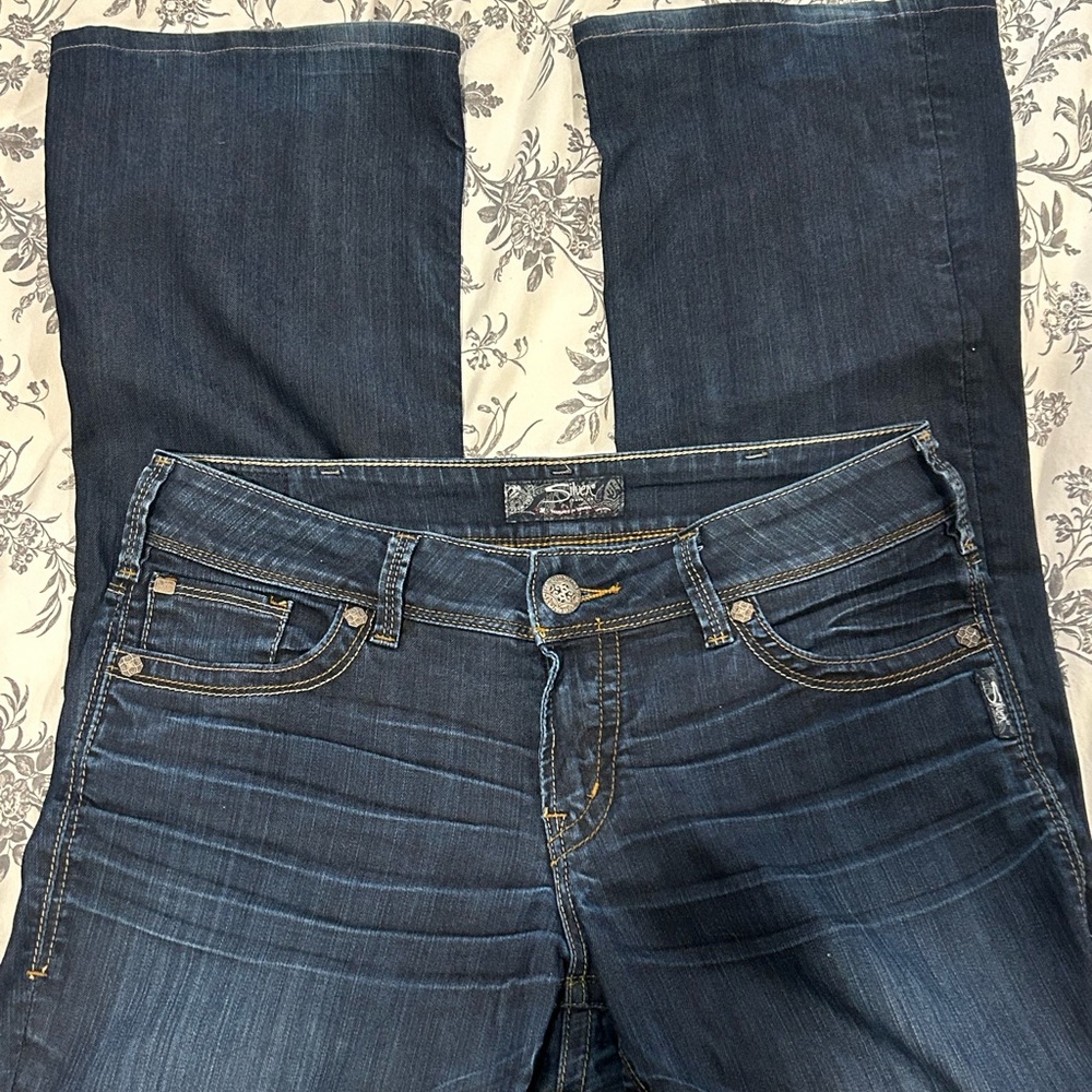 Silver Jeans Dark Blue Straight Leg Denim - Picture 1 of 4